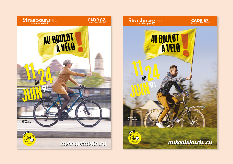 affiches drapeaux au boulot à vélo