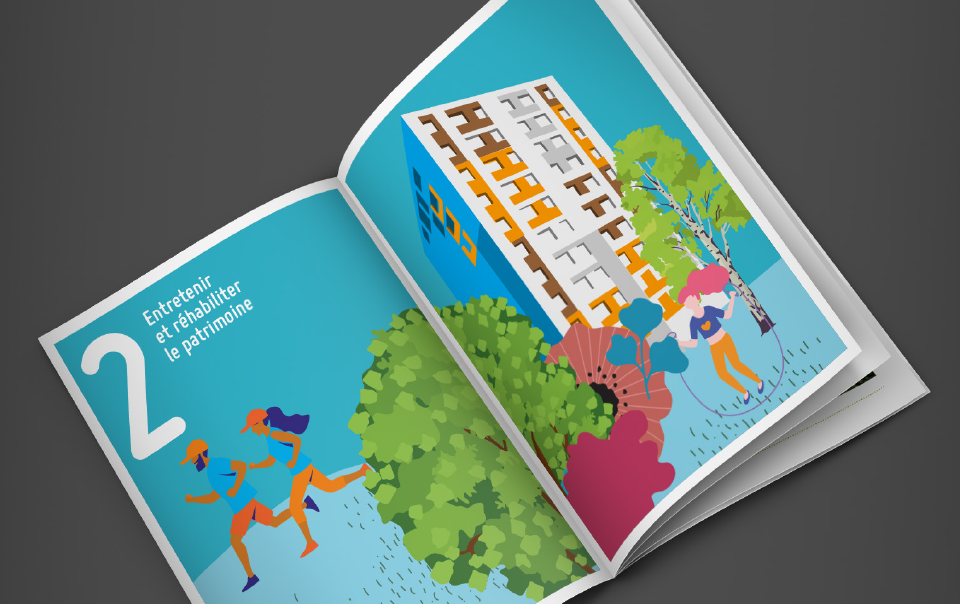 illustration double page Rapport d'activité HHA