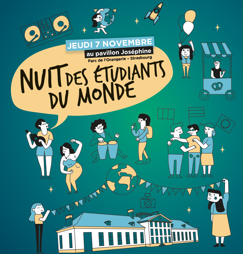 affiche évènement nuit des étudiants du monde