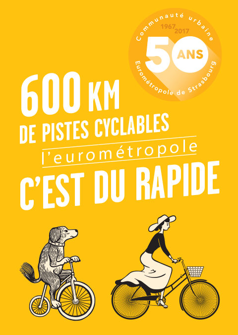 affiche 50 ans Eurométropole : pistes cyclables