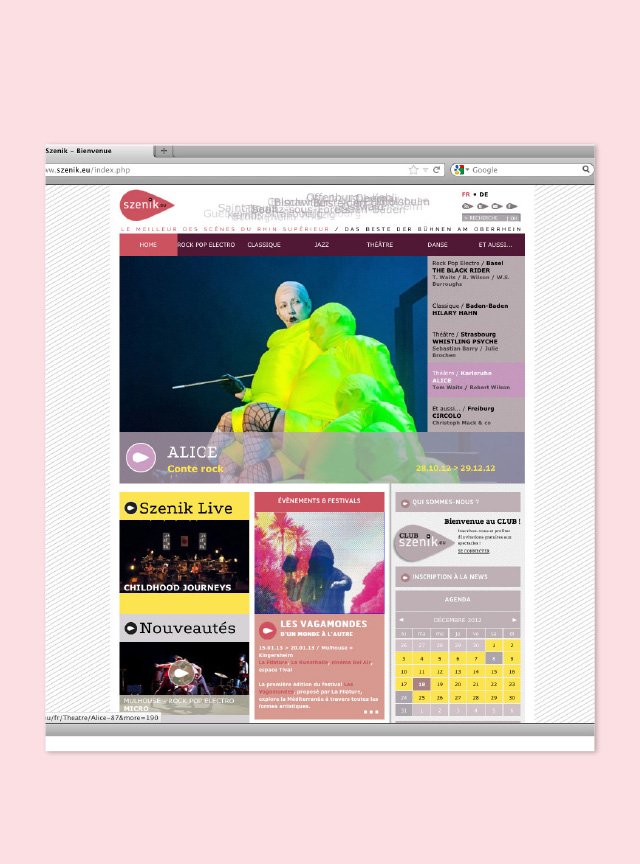 vue de la maquette graphique du site internet Szenik